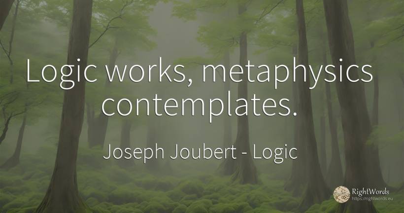 Logic works, metaphysics contemplates. - Joseph Joubert, quote about logic