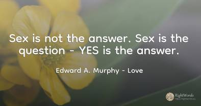 Sex is not the answer. Sex is the question - YES is the...