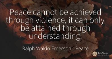 Peace cannot be achieved through violence, it can only be...