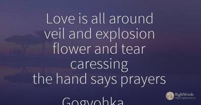Love is all around veil and explosion flower and tear...