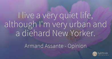I live a very quiet life, although I'm very urban and a...