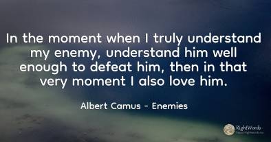 In the moment when I truly understand my enemy, ...