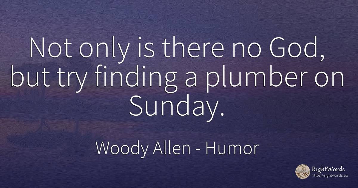 Not only is there no God, but try finding a plumber on... - Woody Allen, quote about humor, god