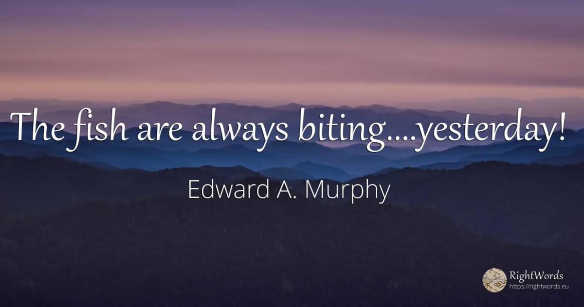 The fish are always biting....yesterday! - Edward A. Murphy