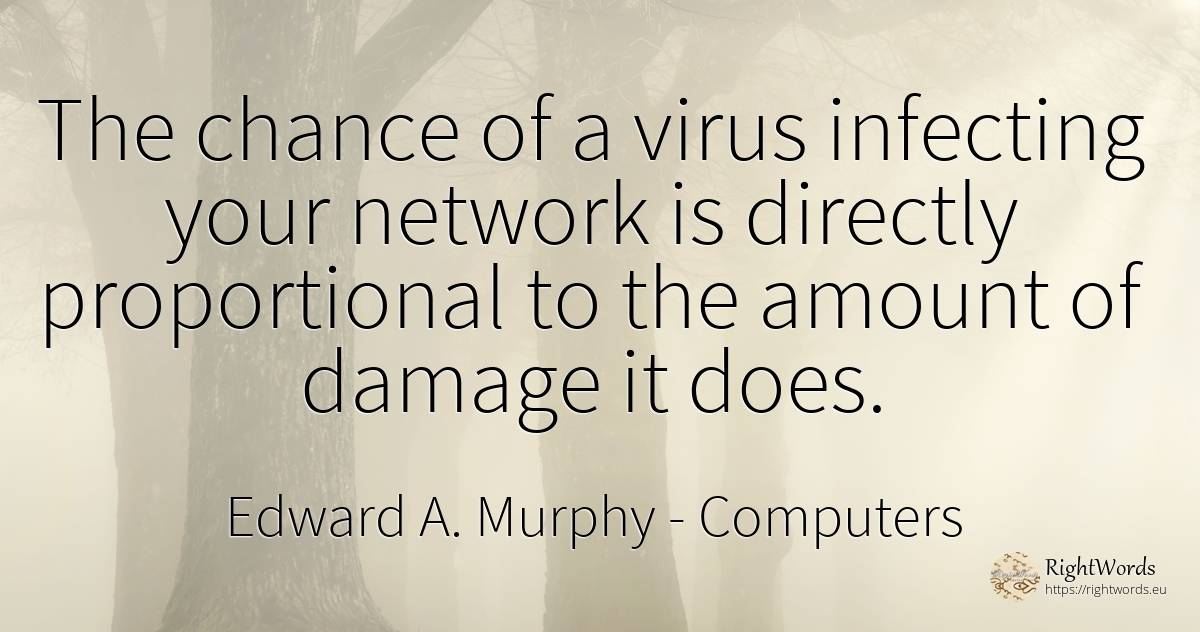 The chance of a virus infecting your network is directly... - Edward A. Murphy, quote about computers, chance
