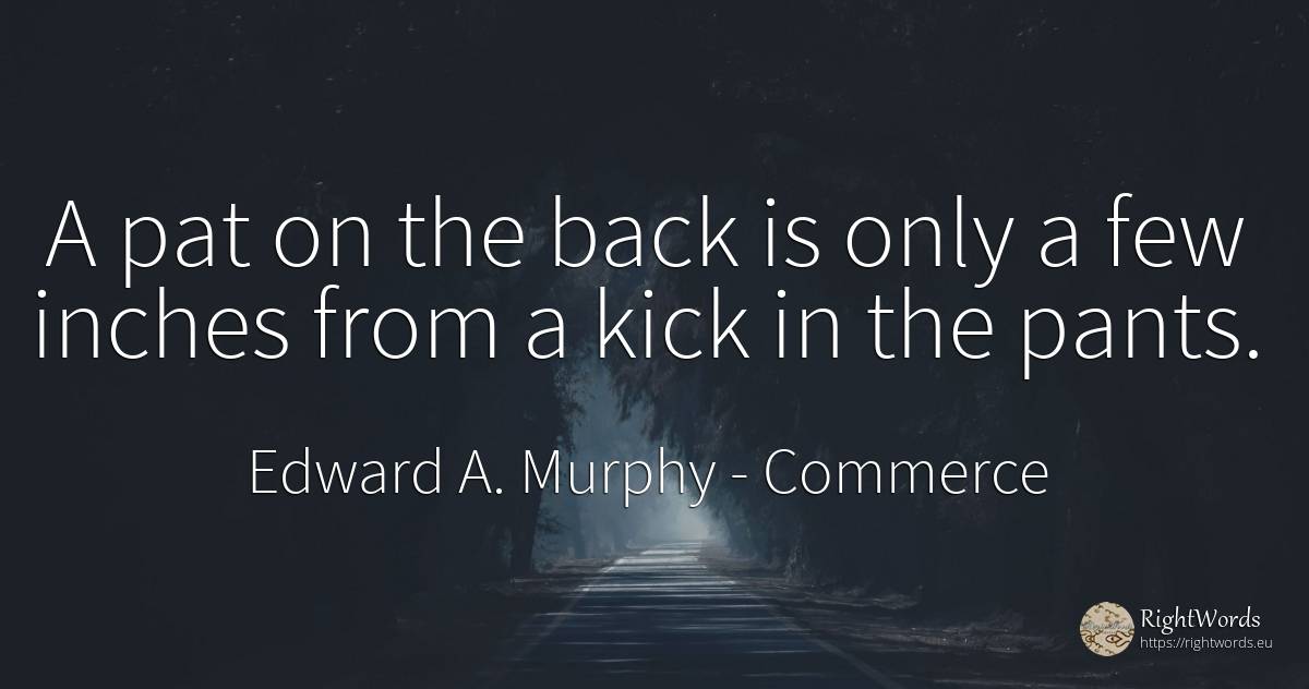 A pat on the back is only a few inches from a kick in the... - Edward A. Murphy, quote about commerce
