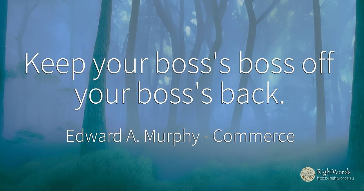 Keep your boss's boss off your boss's back. - Edward A. Murphy, quote about commerce, heads