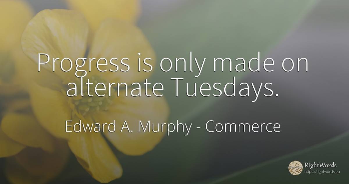Progress is only made on alternate Tuesdays. - Edward A. Murphy, quote about commerce, progress