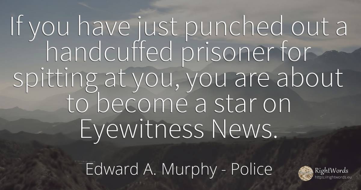 If you have just punched out a handcuffed prisoner for... - Edward A. Murphy, quote about police, celebrity