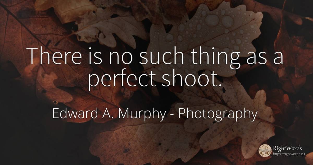 There is no such thing as a perfect shoot. - Edward A. Murphy, quote about photography, perfection, things