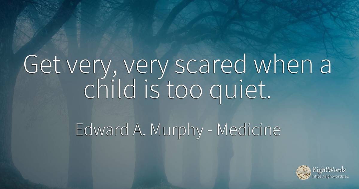Get very, very scared when a child is too quiet. - Edward A. Murphy, quote about medicine, quiet, children