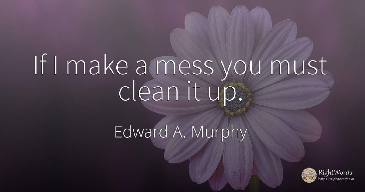 If I make a mess you must clean it up. - Edward A. Murphy