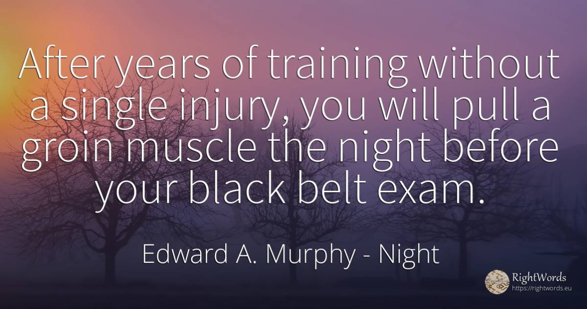 After years of training without a single injury, you will... - Edward A. Murphy, quote about magic, night