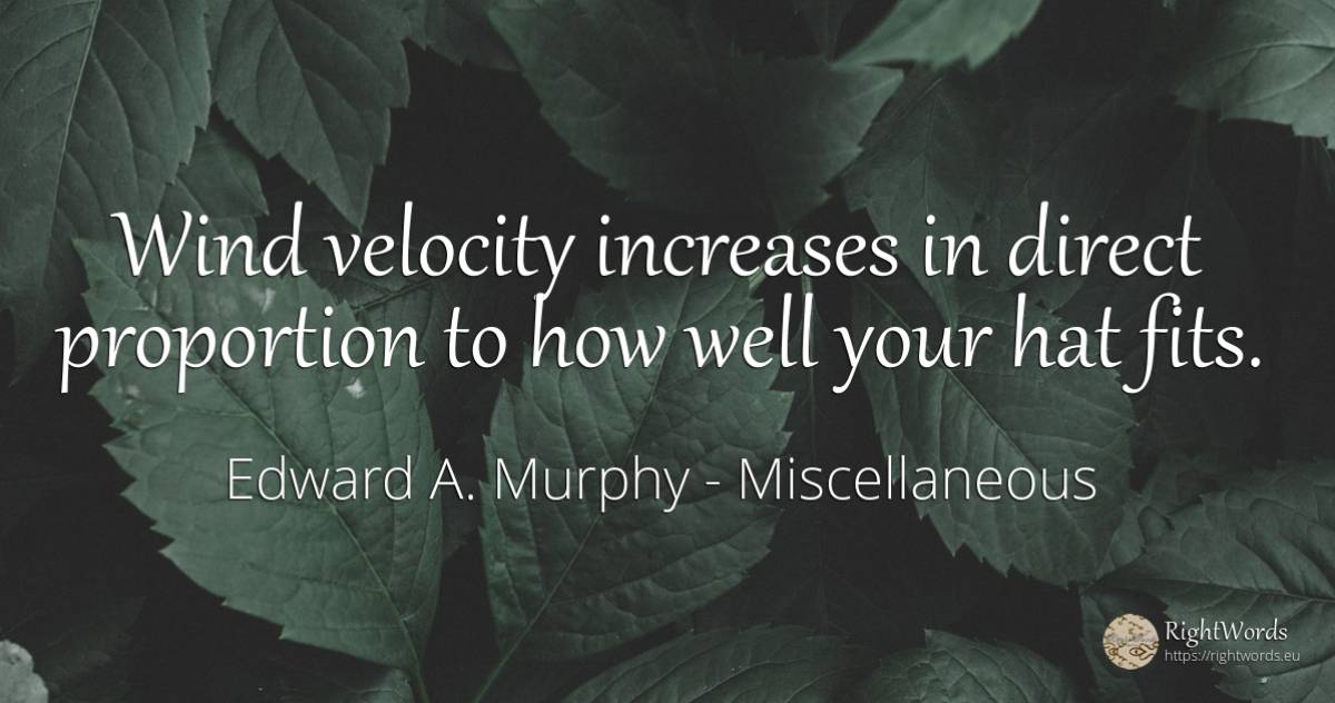 Wind velocity increases in direct proportion to how well... - Edward A. Murphy