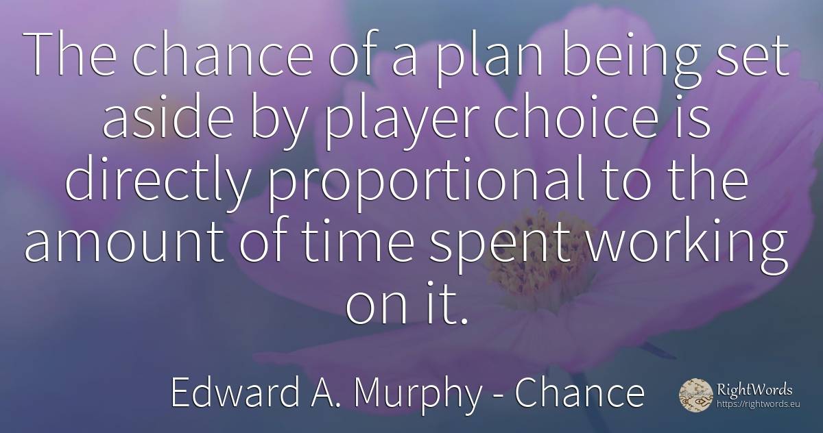 The chance of a plan being set aside by player choice is... - Edward A. Murphy, quote about chance, being, time