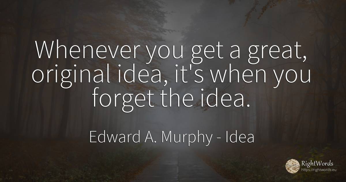 Whenever you get a great, original idea, it's when you... - Edward A. Murphy, quote about idea