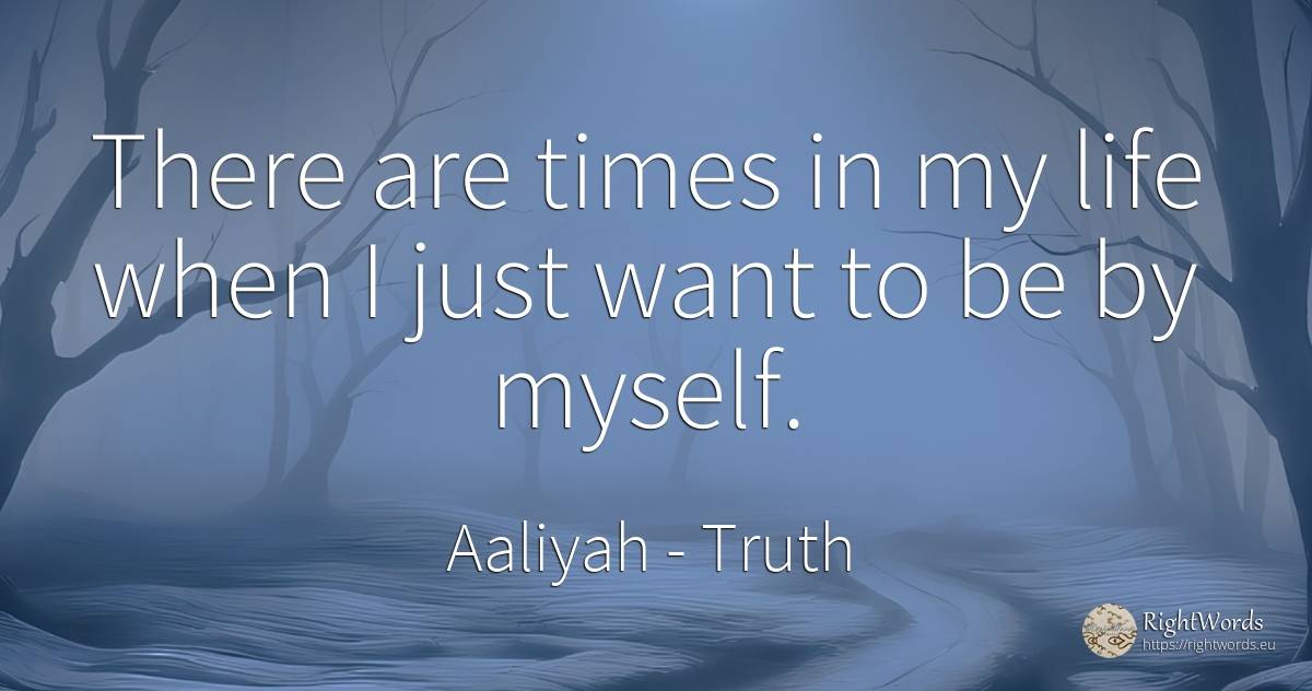 There are times in my life when I just want to be by myself. - Aaliyah, quote about truth, life