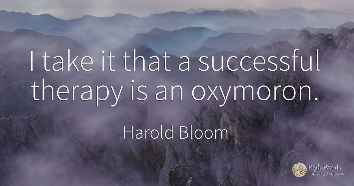 I take it that a successful therapy is an oxymoron. - Harold Bloom