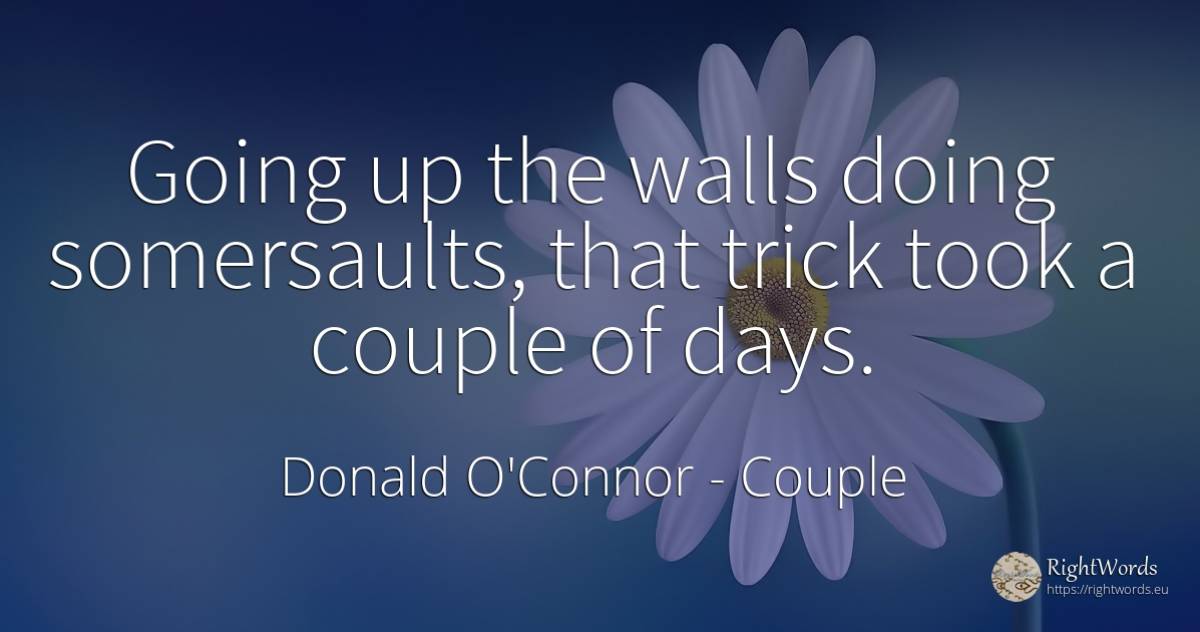 Going up the walls doing somersaults, that trick took a... - Donald O'Connor, quote about couple, day