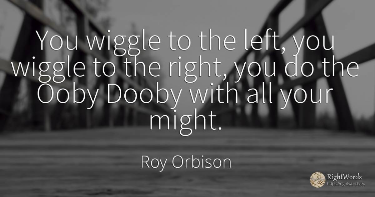 You wiggle to the left, you wiggle to the right, you do... - Roy Orbison, quote about rightness