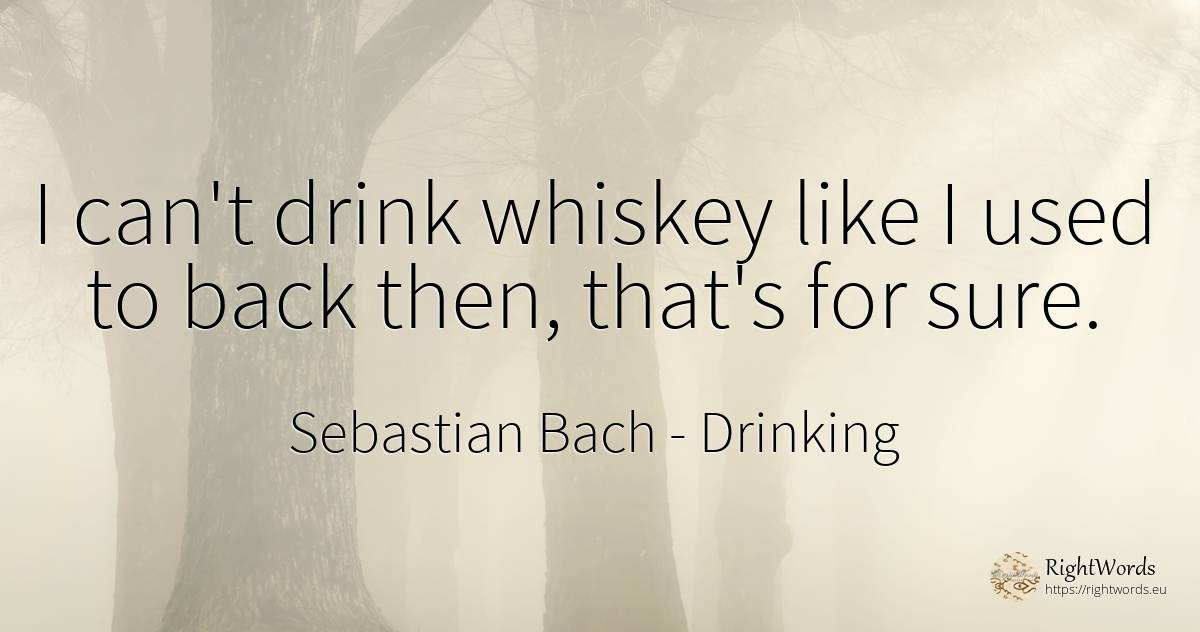 I can't drink whiskey like I used to back then, that's... - Sebastian Bach, quote about drinking