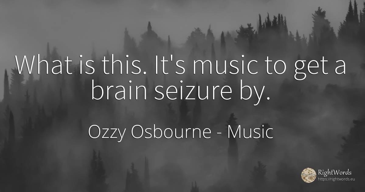 What is this. It's music to get a brain seizure by. - Ozzy Osbourne, quote about music, brain