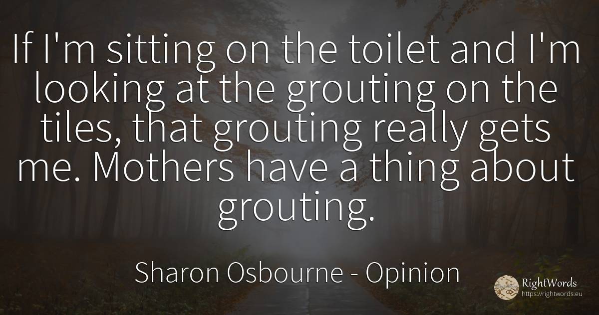 If I'm sitting on the toilet and I'm looking at the... - Sharon Osbourne, quote about opinion, things