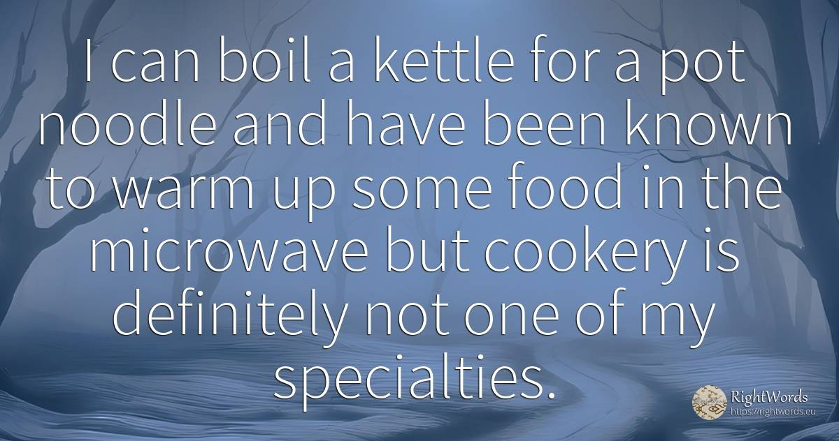 I can boil a kettle for a pot noodle and have been known... - Michael J. Owen, quote about opinion, food