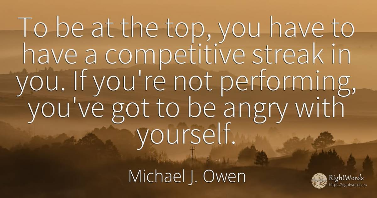 To be at the top, you have to have a competitive streak... - Michael J. Owen