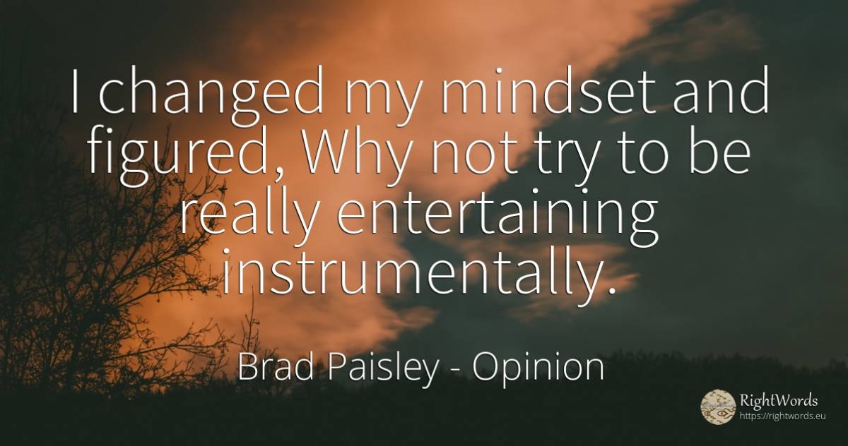 I changed my mindset and figured, Why not try to be... - Brad Paisley, quote about opinion