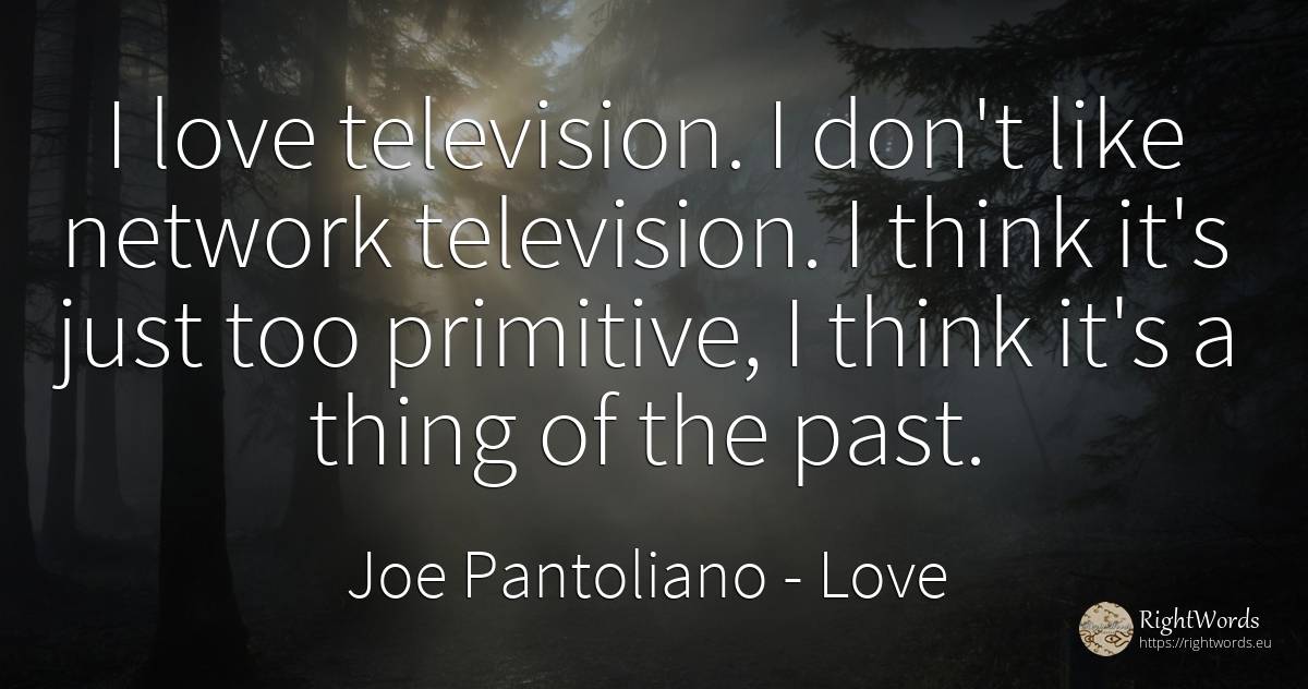 I love television. I don't like network television. I... - Joe Pantoliano, quote about love, television, past, things