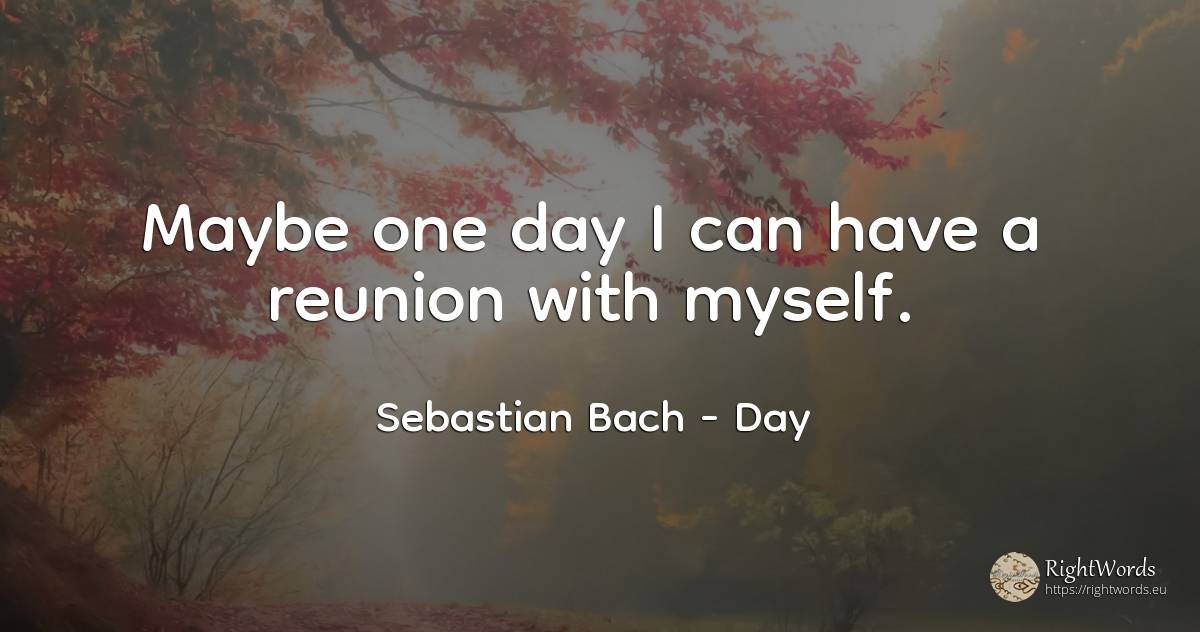 Maybe one day I can have a reunion with myself. - Sebastian Bach, quote about day