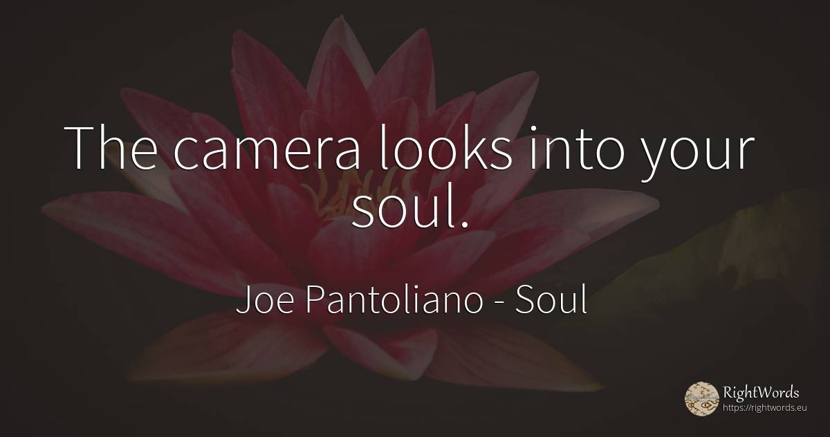 The camera looks into your soul. - Joe Pantoliano, quote about soul
