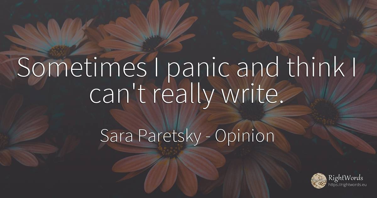 Sometimes I panic and think I can't really write. - Sara Paretsky, quote about opinion