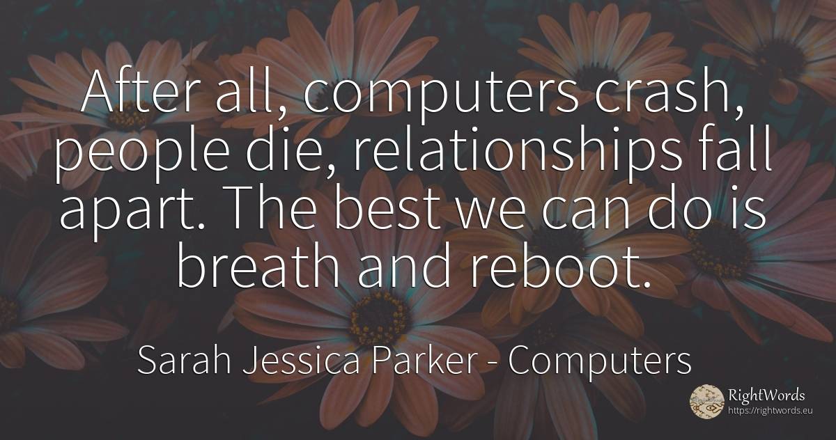 After all, computers crash, people die, relationships... - Sarah Jessica Parker, quote about computers, fall, people