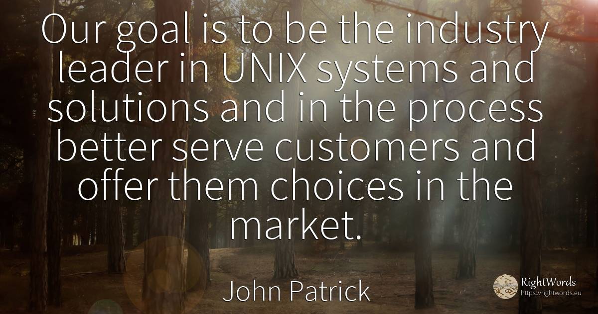 Our goal is to be the industry leader in UNIX systems and... - John Patrick, quote about purpose