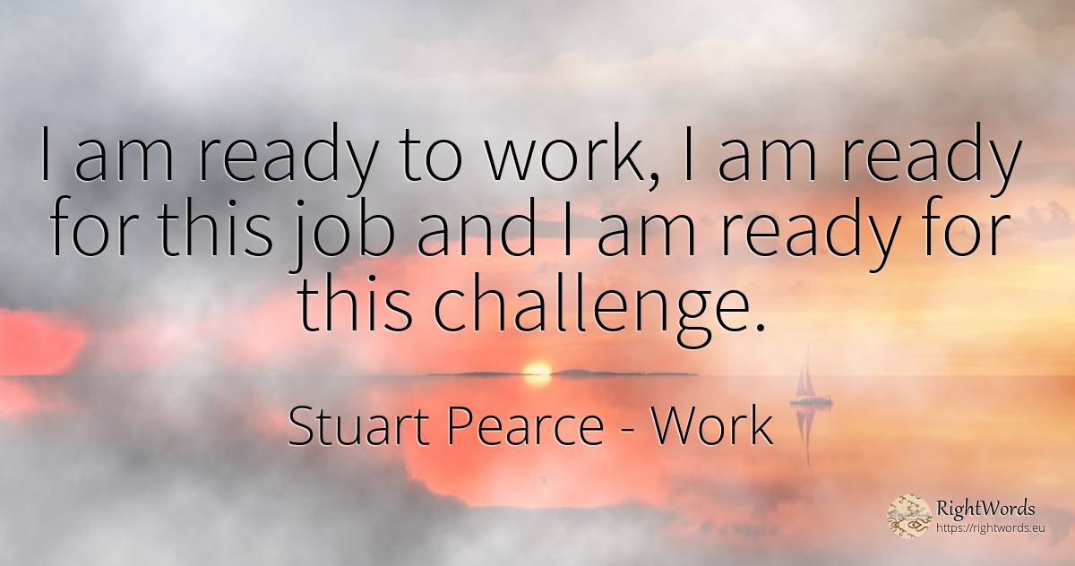 I am ready to work, I am ready for this job and I am... - Stuart Pearce, quote about work
