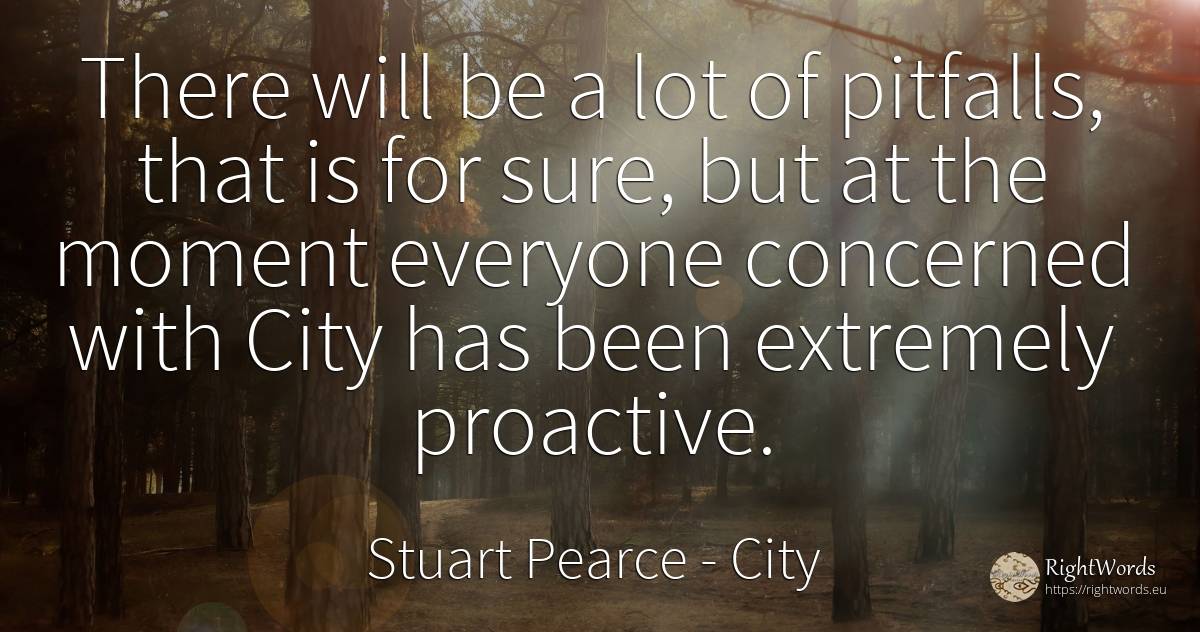 There will be a lot of pitfalls, that is for sure, but at... - Stuart Pearce, quote about city, moment