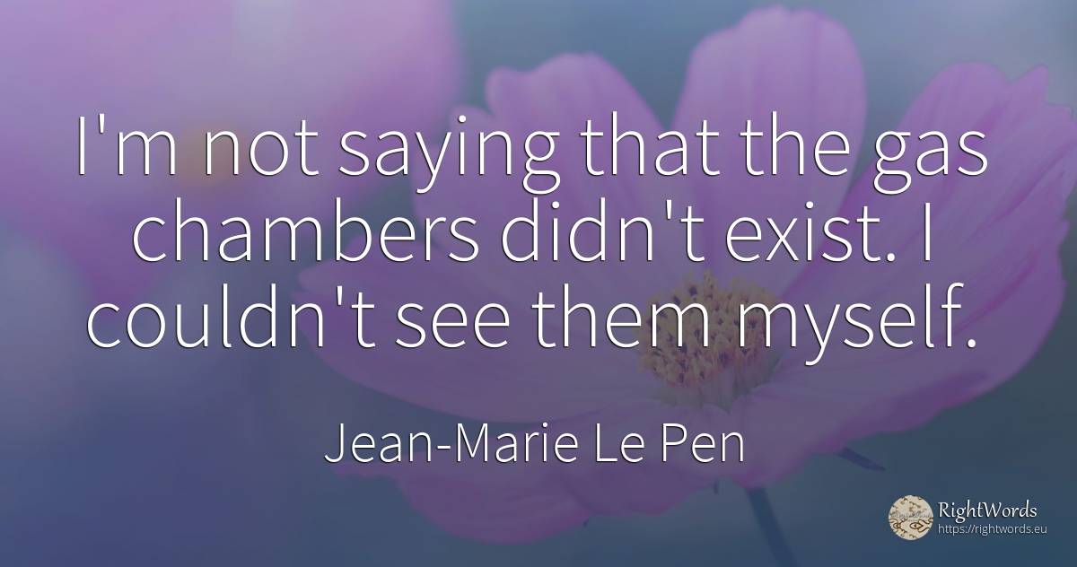 I'm not saying that the gas chambers didn't exist. I... - Jean-Marie Le Pen