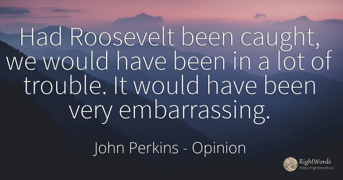 Had Roosevelt been caught, we would have been in a lot of... - John Perkins, quote about opinion
