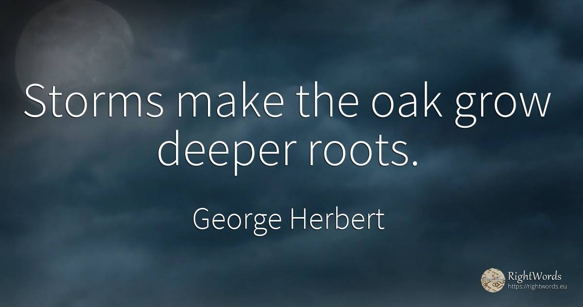 Storms make the oak grow deeper roots. - George Herbert