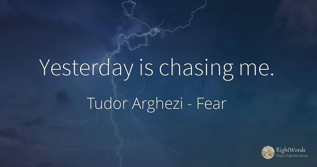 Yesterday is chasing me. - Tudor Arghezi, quote about fear