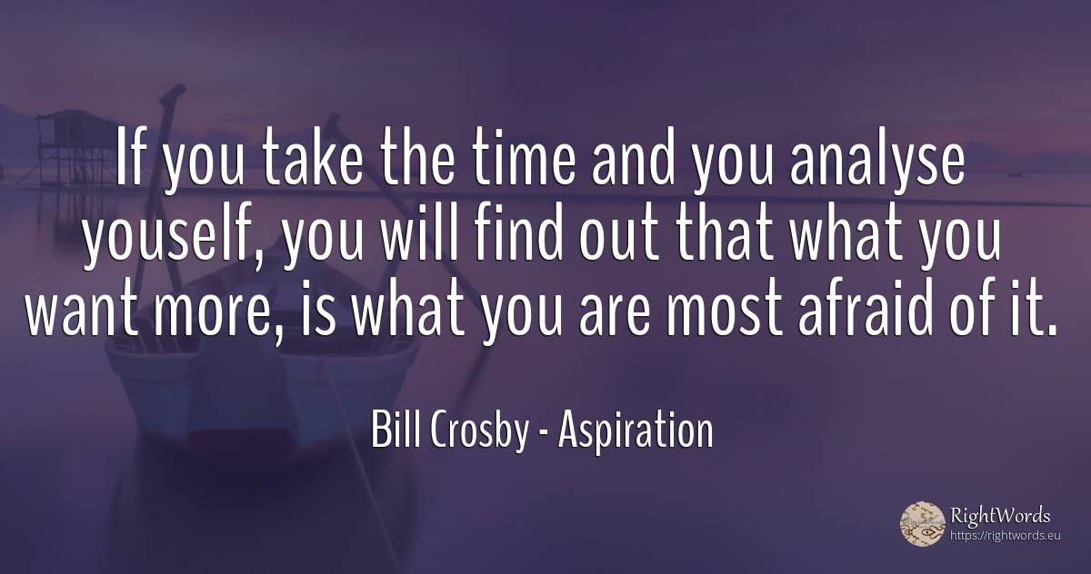 If you take the time and you analyse youself, you will... - Bill Crosby, quote about aspiration, time