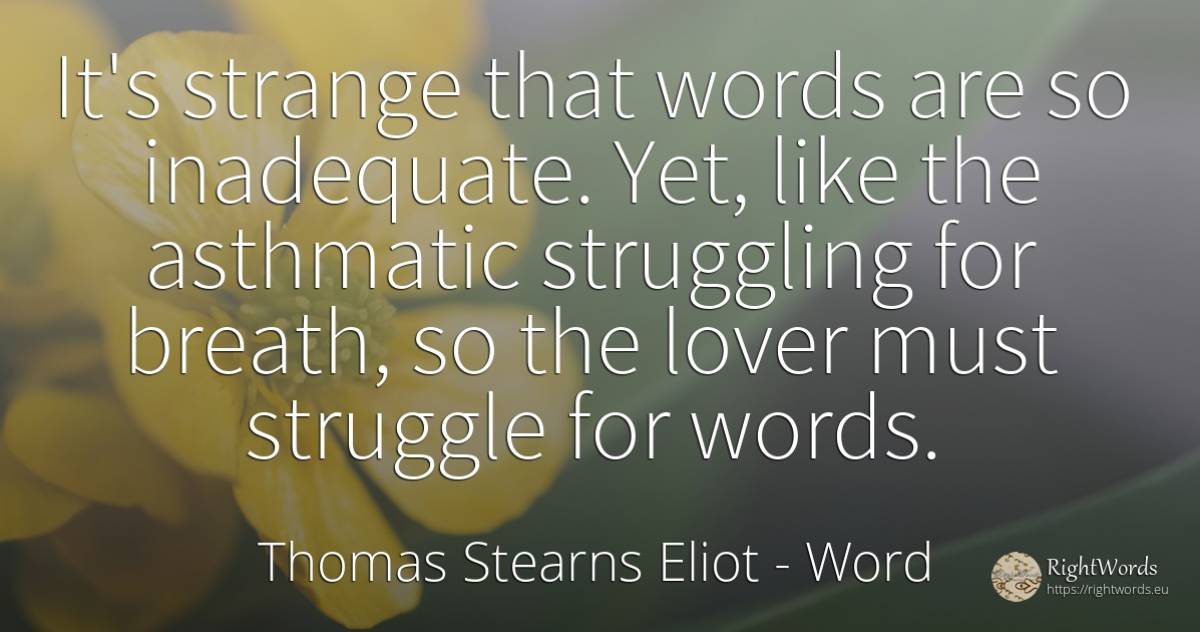It's strange that words are so inadequate. Yet, like the... - Thomas Stearns Eliot, quote about word, fight