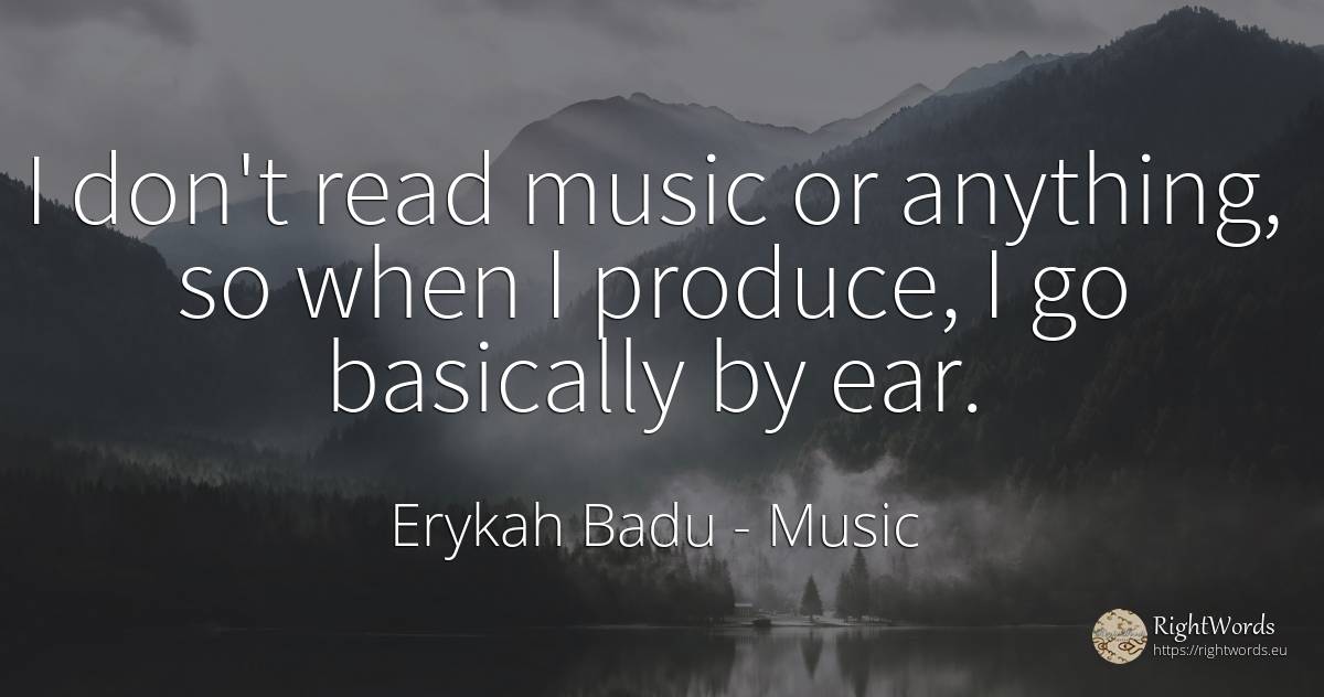 I don't read music or anything, so when I produce, I go... - Erykah Badu, quote about music