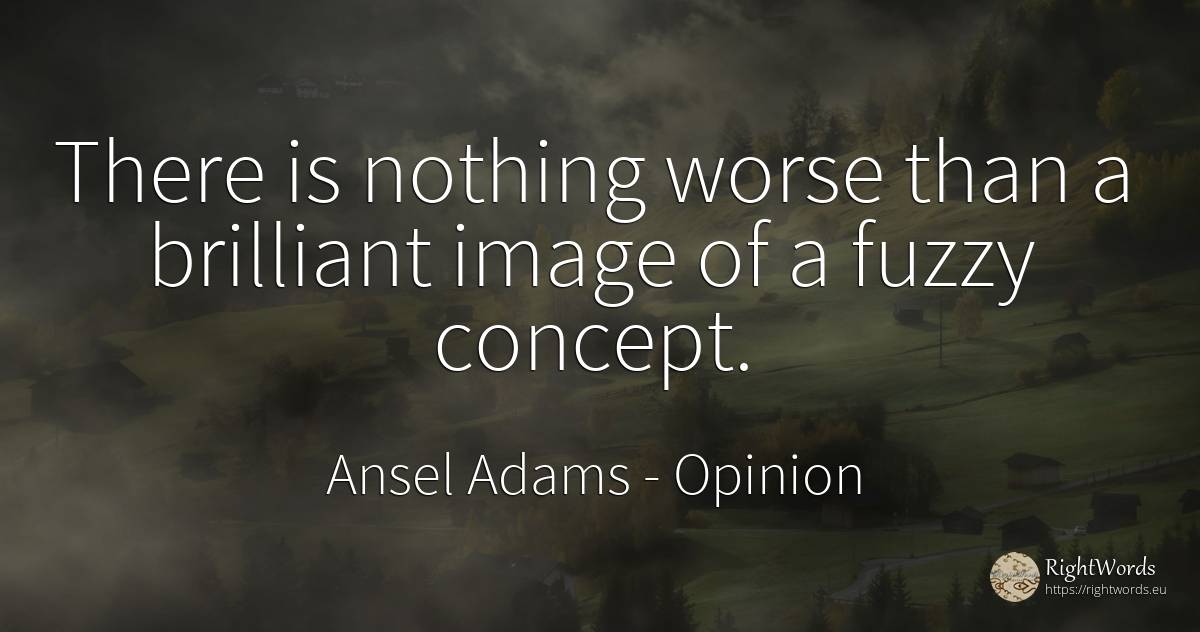 There is nothing worse than a brilliant image of a fuzzy... - Ansel Adams, quote about opinion, nothing