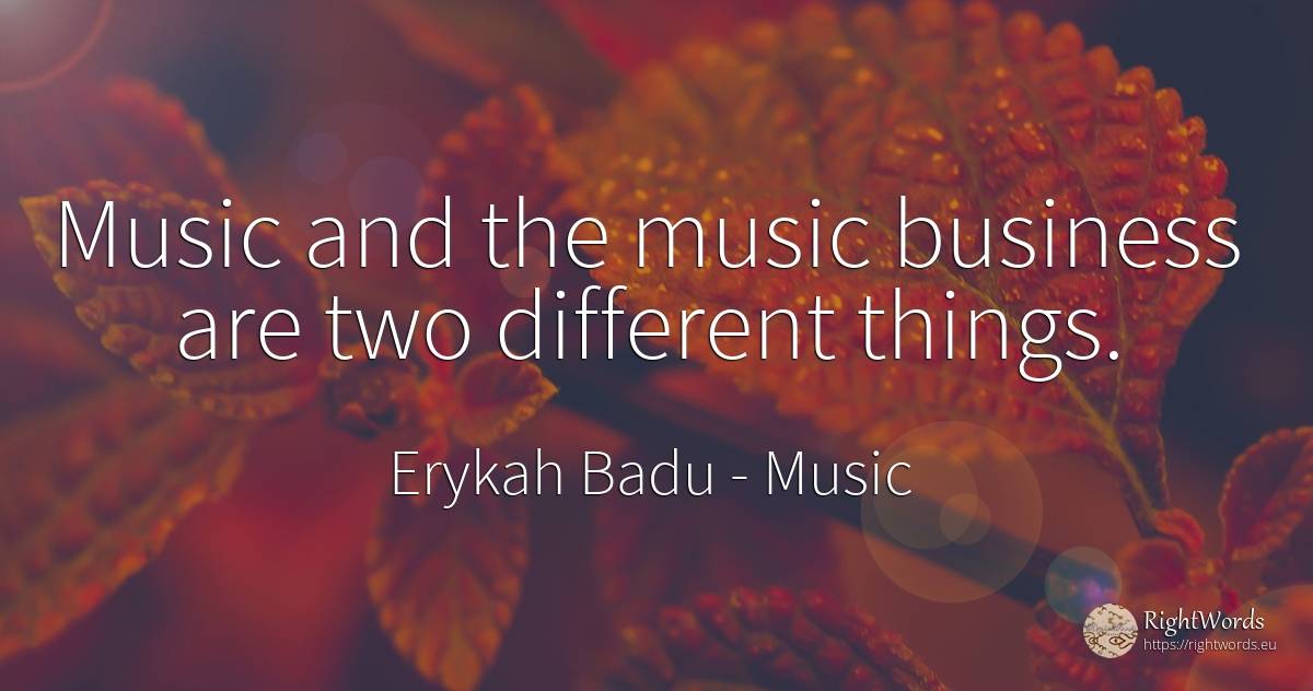 Music and the music business are two different things. - Erykah Badu, quote about music, affair, things