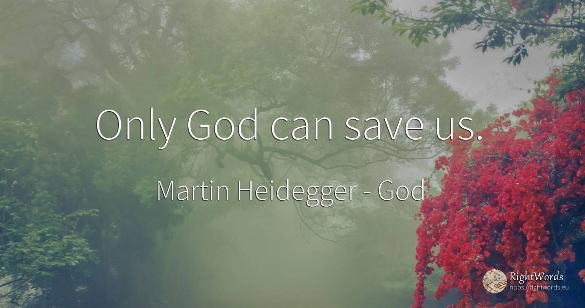 Only God can save us. - Martin Heidegger, quote about god