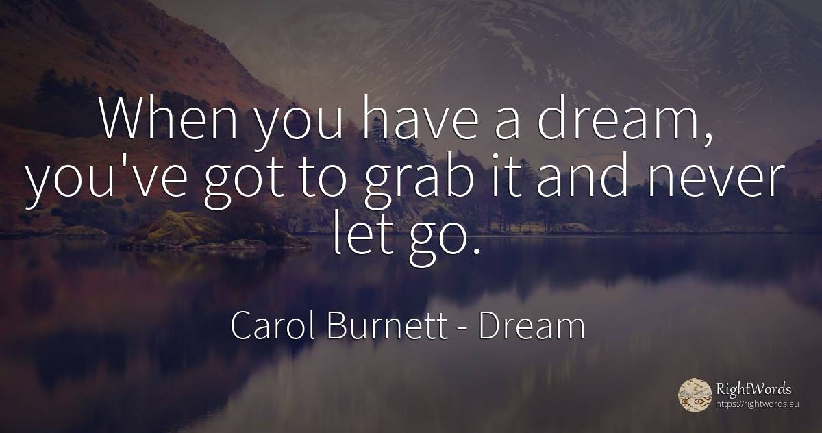 When you have a dream, you've got to grab it and never... - Carol Burnett, quote about dream