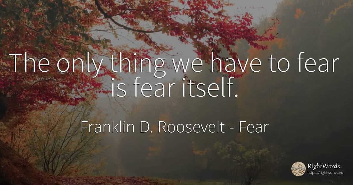 The only thing we have to fear is fear itself. - Franklin D. Roosevelt (FDR), quote about fear, things